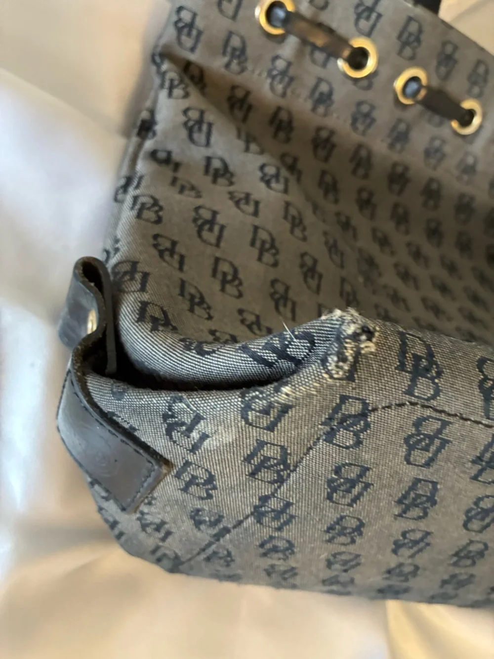 Dooney & Bourke Gray and Black Monogram Tote